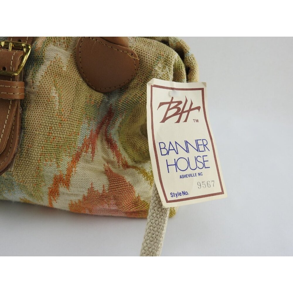 Vintage Banner House Asheville NC Tapestry Purse Bag Leather Trim USA Made Duck - Picture 4 of 10